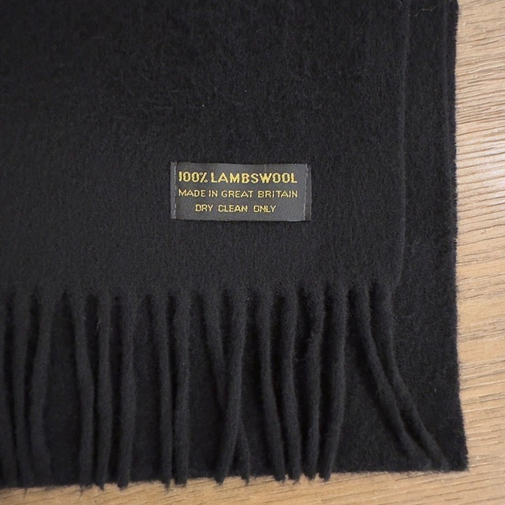 100% Lambswool Scarf Made In Great Britian-Black-Em Embroidery London-56" x 11" - Picture 5 of 10